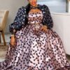 Luxe Elegance Puff Sleeve Satin Ball Gown Dress