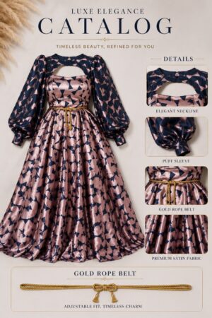 Luxe Elegance Puff Sleeve Satin Ball Gown Dress