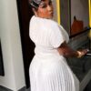 Premium White Two-Piece Pleated Set