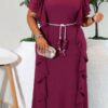 Elegant Color Block Shirt Dress