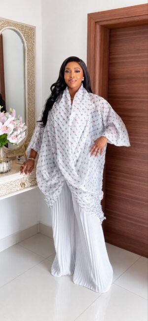 Elegant White Two-Piece Pleated Set