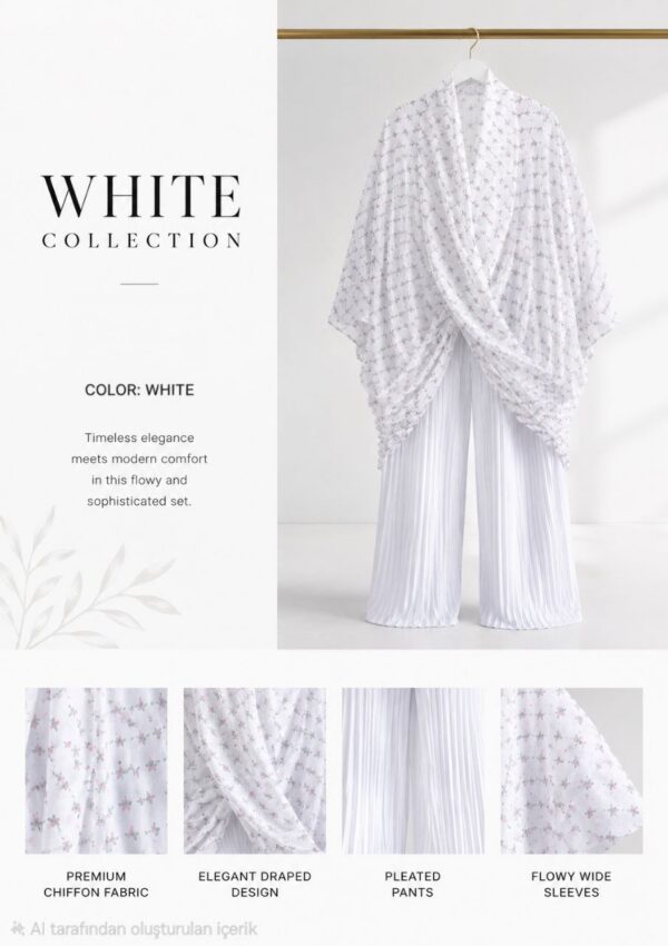 Elegant White Two-Piece Pleated Set