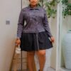 Elegant Color Block Shirt Dress