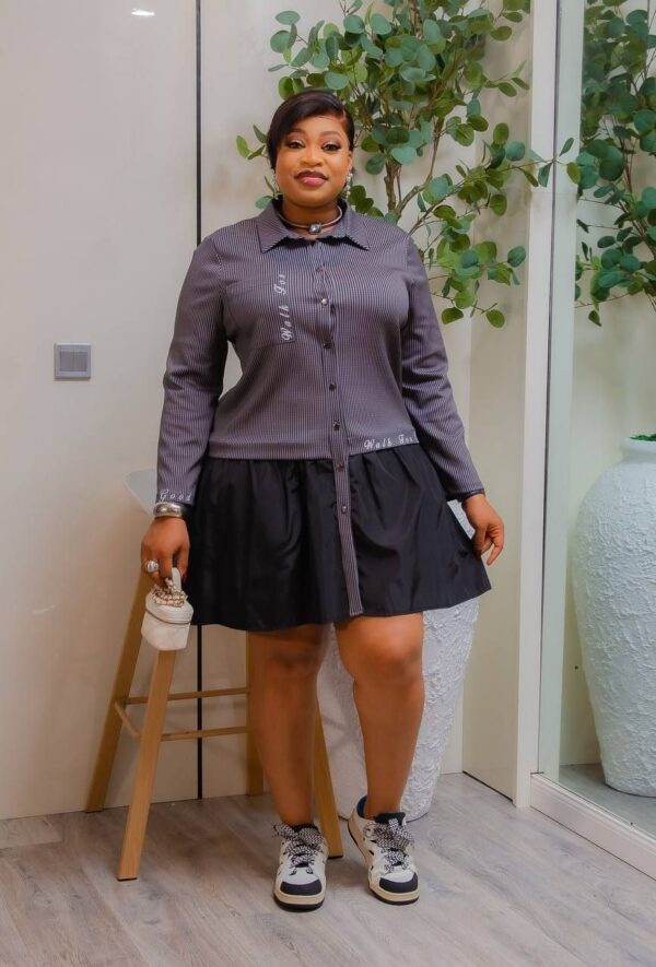Elegant Color Block Shirt Dress
