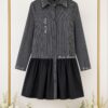 Elegant Color Block Shirt Dress