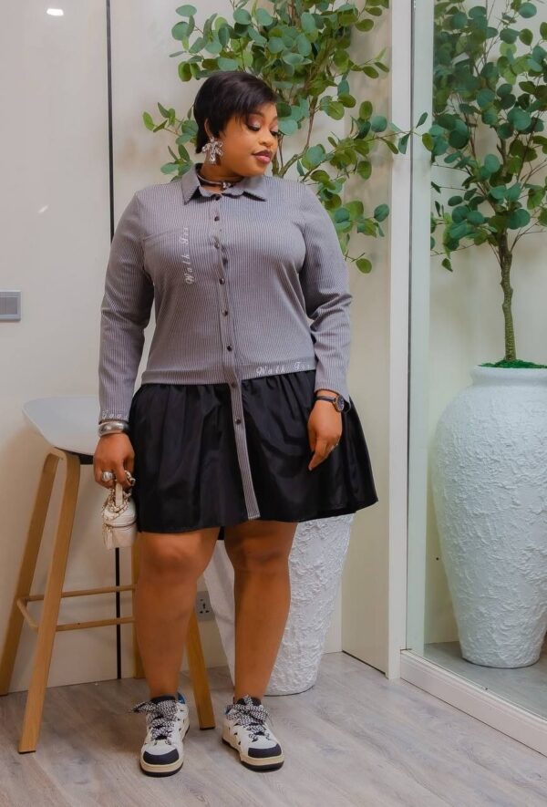 Elegant Color Block Shirt Dress