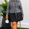 Elegant Color Block Shirt Dress