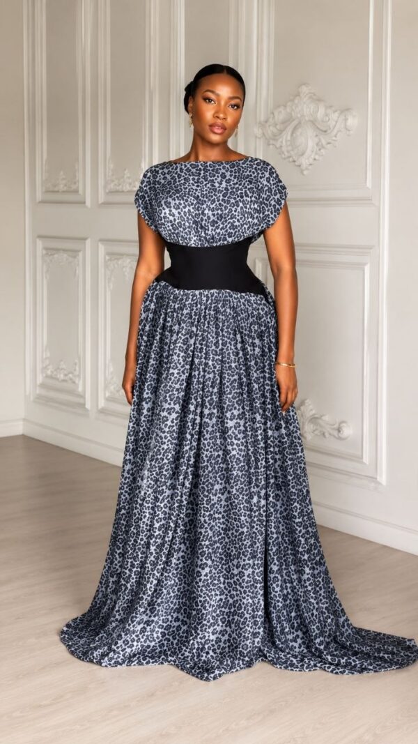 Leopard Elegance Maxi Dress - Premium Grey Pattern