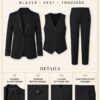 Premium Black Three-Piece Blazer Set