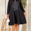 Elegant Color Block Shirt Dress