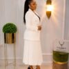Premium Three-Piece White & Black Blazer Set