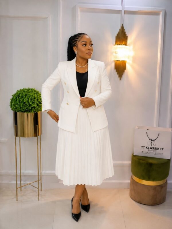 Premium Three-Piece White & Black Blazer Set