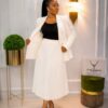 Premium Three-Piece White & Black Blazer Set