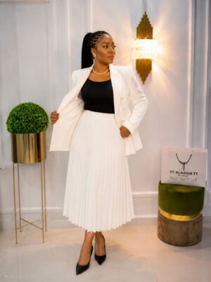 Premium Three-Piece White & Black Blazer Set