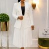 Premium Three-Piece White & Black Blazer Set