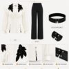 Premium Three-Piece Blazer Set - White & Black