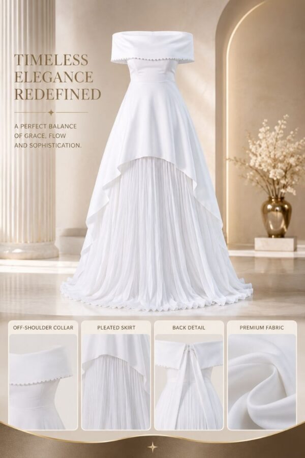 Premium Off-Shoulder Evening Dress White