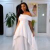 Premium Off-Shoulder Evening Dress White