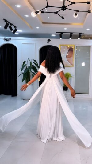 Premium Off-Shoulder Evening Dress White