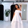 Premium Off-Shoulder Evening Dress White