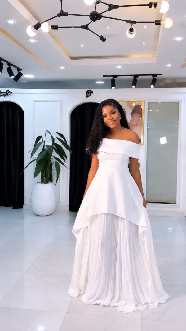 Premium Off-Shoulder Evening Dress White