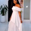 Premium Off-Shoulder Evening Dress White