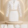 Premium White Lace Two-Piece Blazer Set