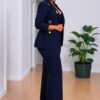 Premium Navy Blue Two-Piece Blazer Set