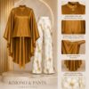 Premium Gold Kimono Set with Floral Pants