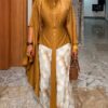 Premium Gold Kimono Set with Floral Pants