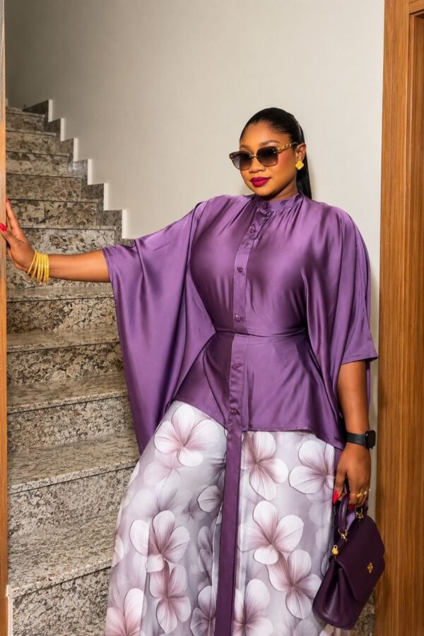 Premium Purple Kimono and Pants Set