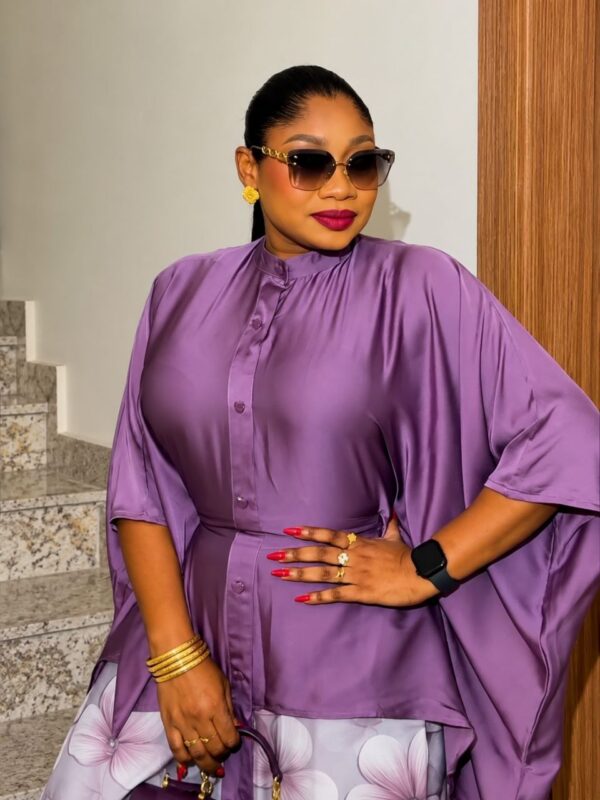 Premium Purple Kimono and Pants Set