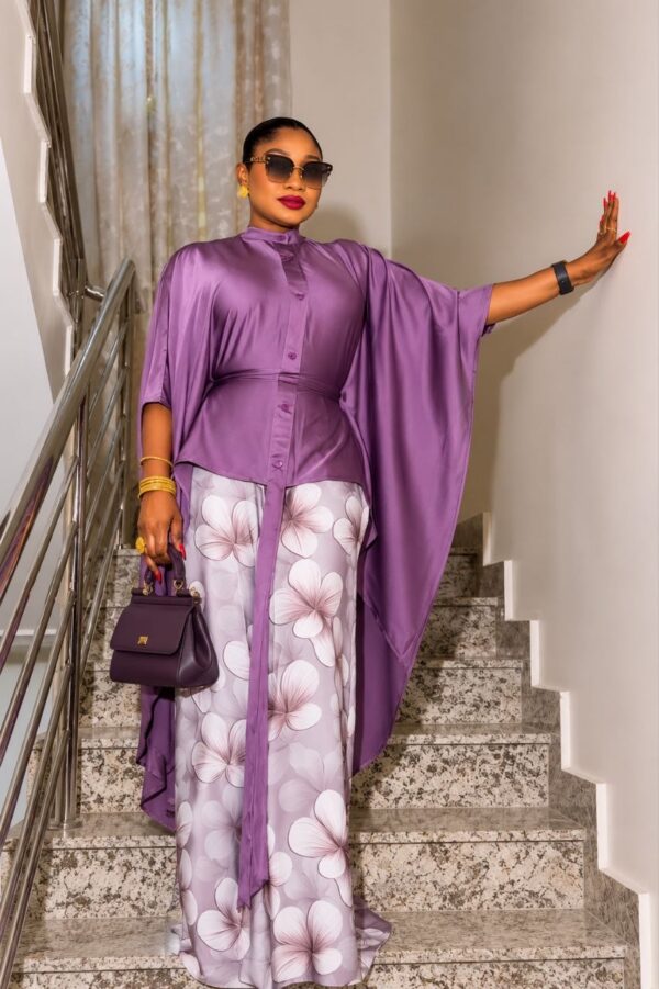 Premium Purple Kimono and Pants Set