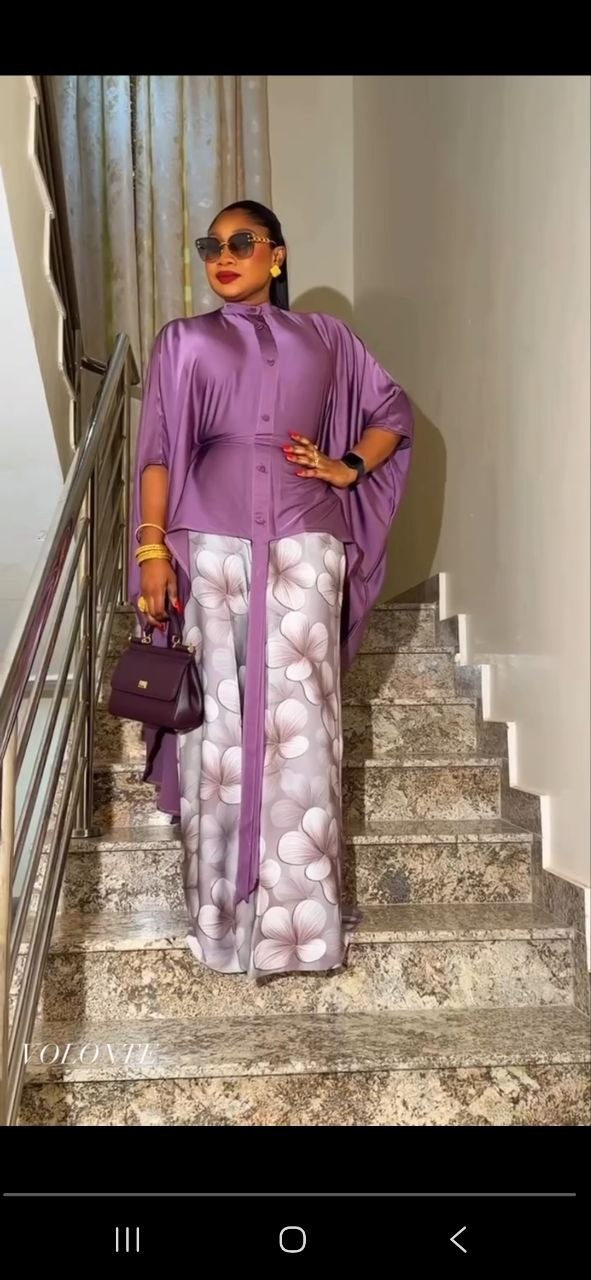 Premium Purple Kimono and Pants Set