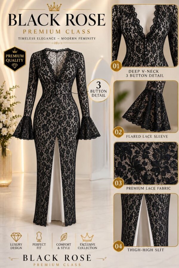 Black Lace Wrap Dress - Premium Wholesale