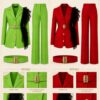 Premium Three-Piece Suit Set - Red & Green