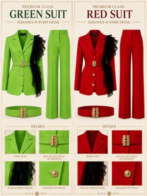 Premium Three-Piece Suit Set - Red & Green