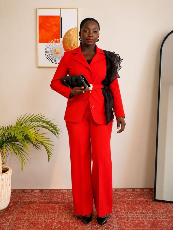 Premium Three-Piece Suit Set - Red & Green