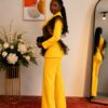 Premium Three-Piece Yellow Blazer Set