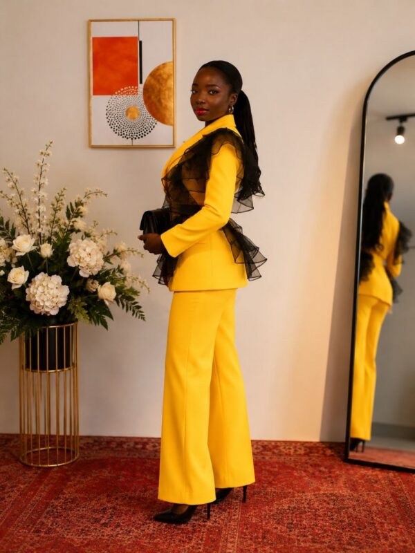 Premium Three-Piece Yellow Blazer Set