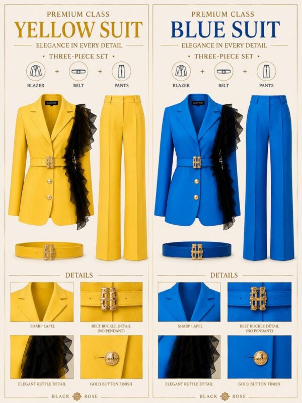 Premium Three-Piece Yellow Blazer Set