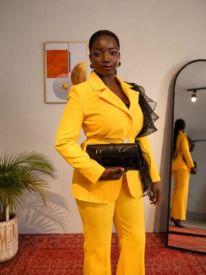 Premium Three-Piece Yellow Blazer Set