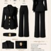 Premium Black Three-Piece Suit Set with Gold Buckle Belt
