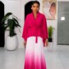 Two-Piece Pleated Set - Pink & White