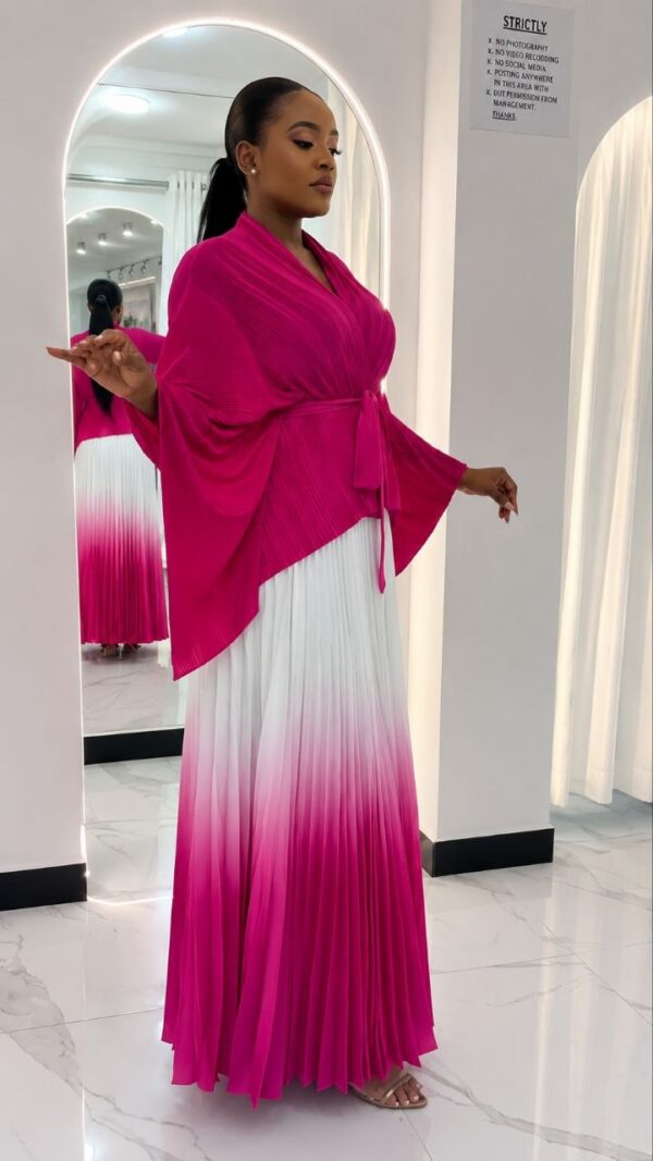 Two-Piece Pleated Set - Pink & White