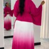 Two-Piece Pleated Set - Pink & White