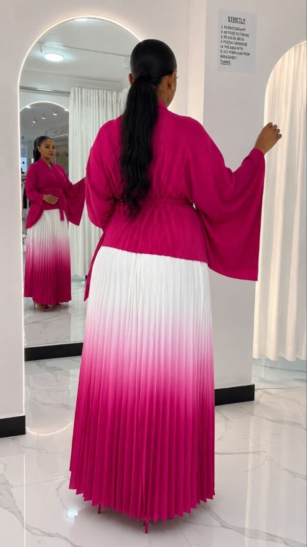 Two-Piece Pleated Set - Pink & White