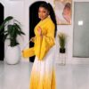 Premium Two-Piece Yellow & White Pleated Dress Set