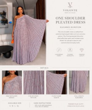 One Shoulder Pleated Dress - Dusty Lilac Premium