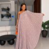 One Shoulder Pleated Dress - Dusty Lilac Premium